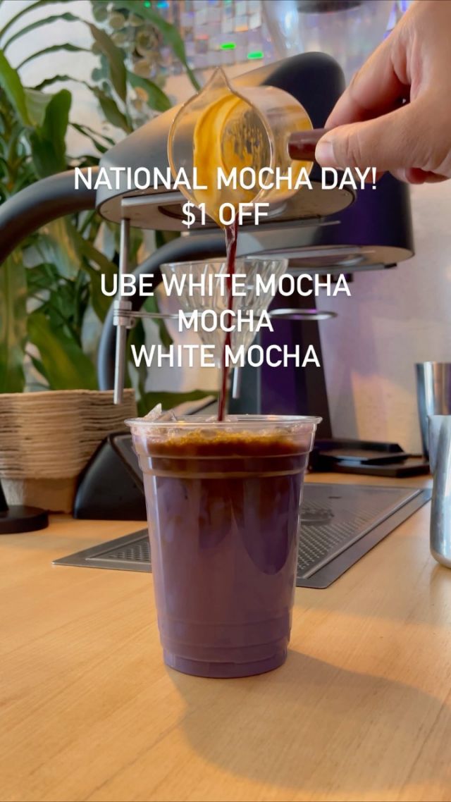 It’s National MOCHA day 9/29! $1 off Ube white mochas, mochas, and white mochas! Tell your friend and family :)

Stop by and get your fix at Terra :)
